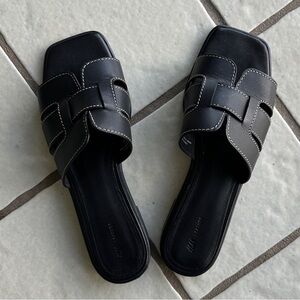 H&M Black Leather Slides